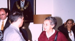 A.A.Bispo und Julieta de Andrade. Empffang. Rektorat Universität Köln.Aula der Universität Köln.Brasil-Europa 500 Jahre. Kongress Musik und Visionen. ISMPS und DW. Copyright ISMPS